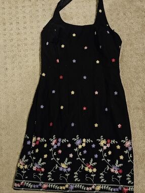 Black Mini Dress  Multicolor Florals